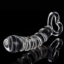 Luxe Glazen Dildo met Handvat, 21 cm Lengte, Spiraalstructuur en Bolvormige Kop - Intense Plezier.
