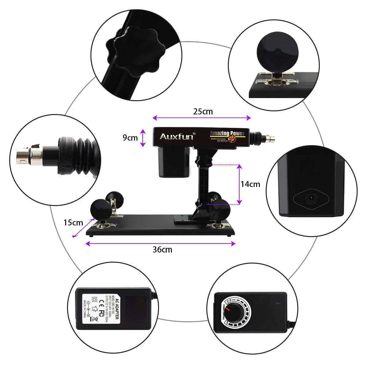 Auxfun® Basis Seksmachine - Pakket Mateo Met Dildo's en Accessoires